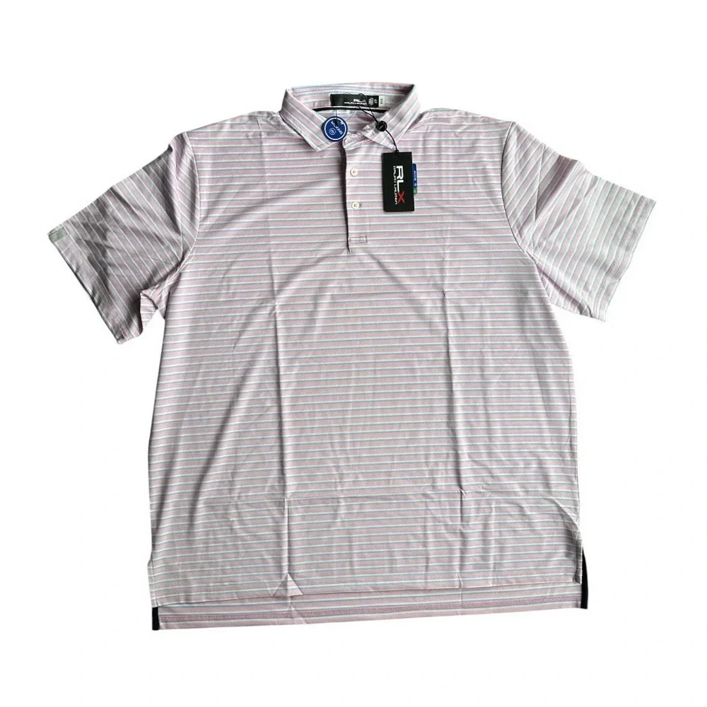 RLX Ralph Lauren Performance Multi Color Golf Polo Shirt Men's Size 2XL Stripe